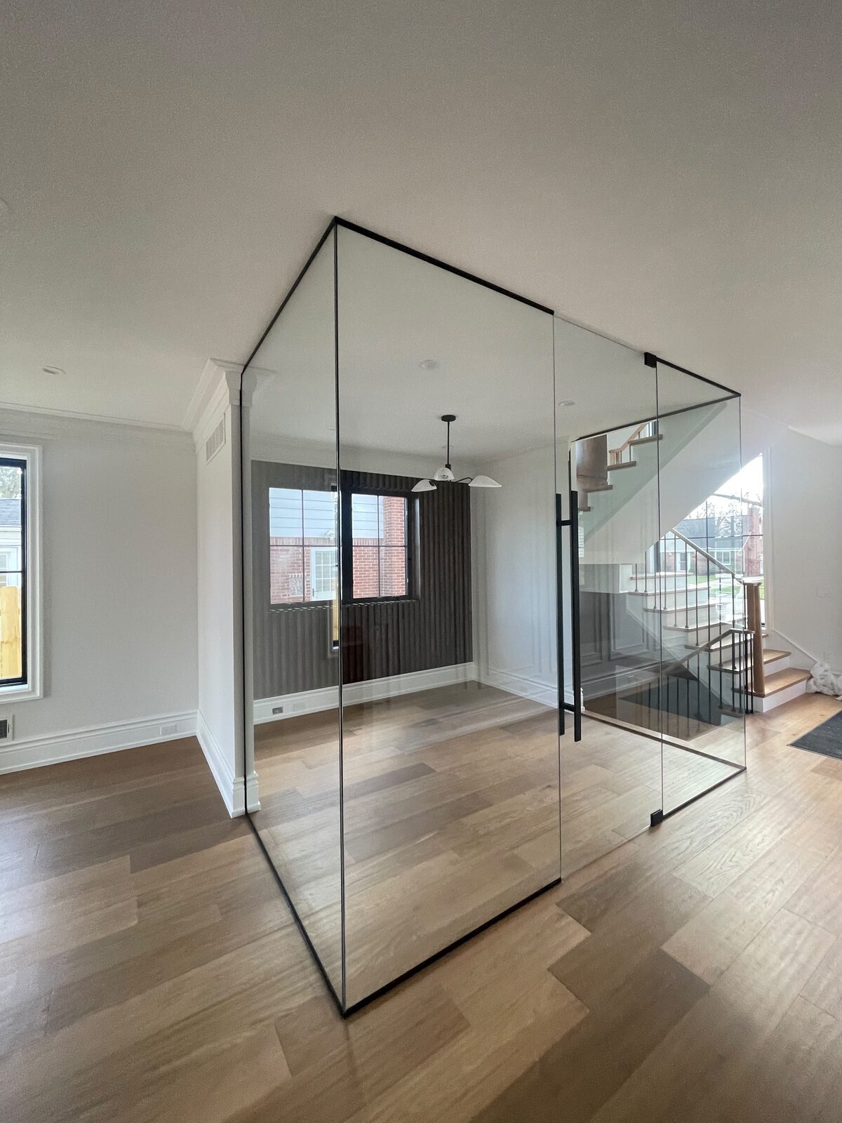 Frameless glass conference room